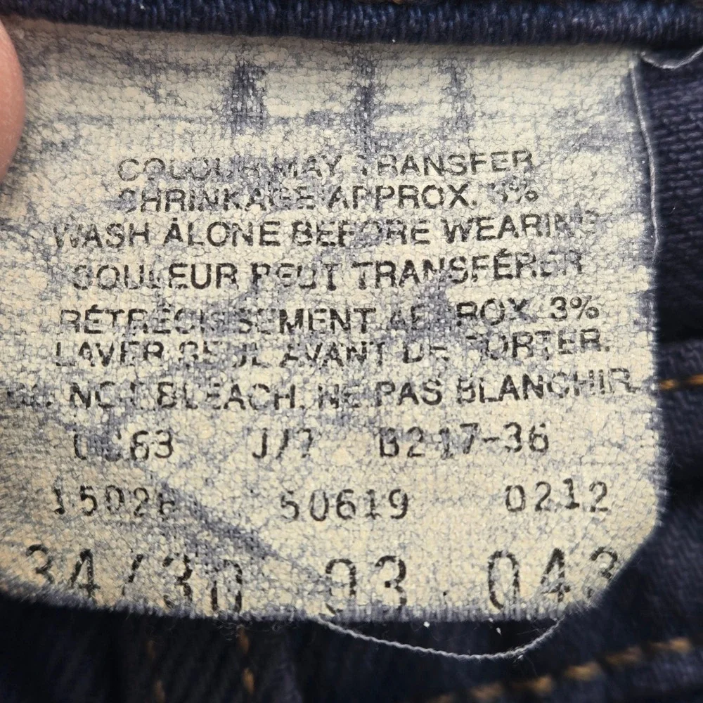 Vintage Levis 619 Orange Tab Jeans Mens 34x30 Dark Indigo Straight Leg Denim